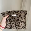 Vintage Corduroy Leopard Print Cosmetic Bag for Girl Female Large Women's Clutch Makeup Organizer Handbag Fashion Toiletry Case