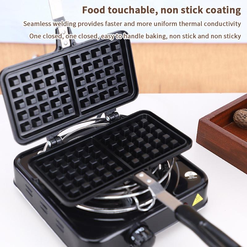 Breakfast Waffle Cake Baking Maker Pan Bubble Egg Pan Nonstick Bread Toast Frying Pan Double Side Kitchen Cooking Tool Portable