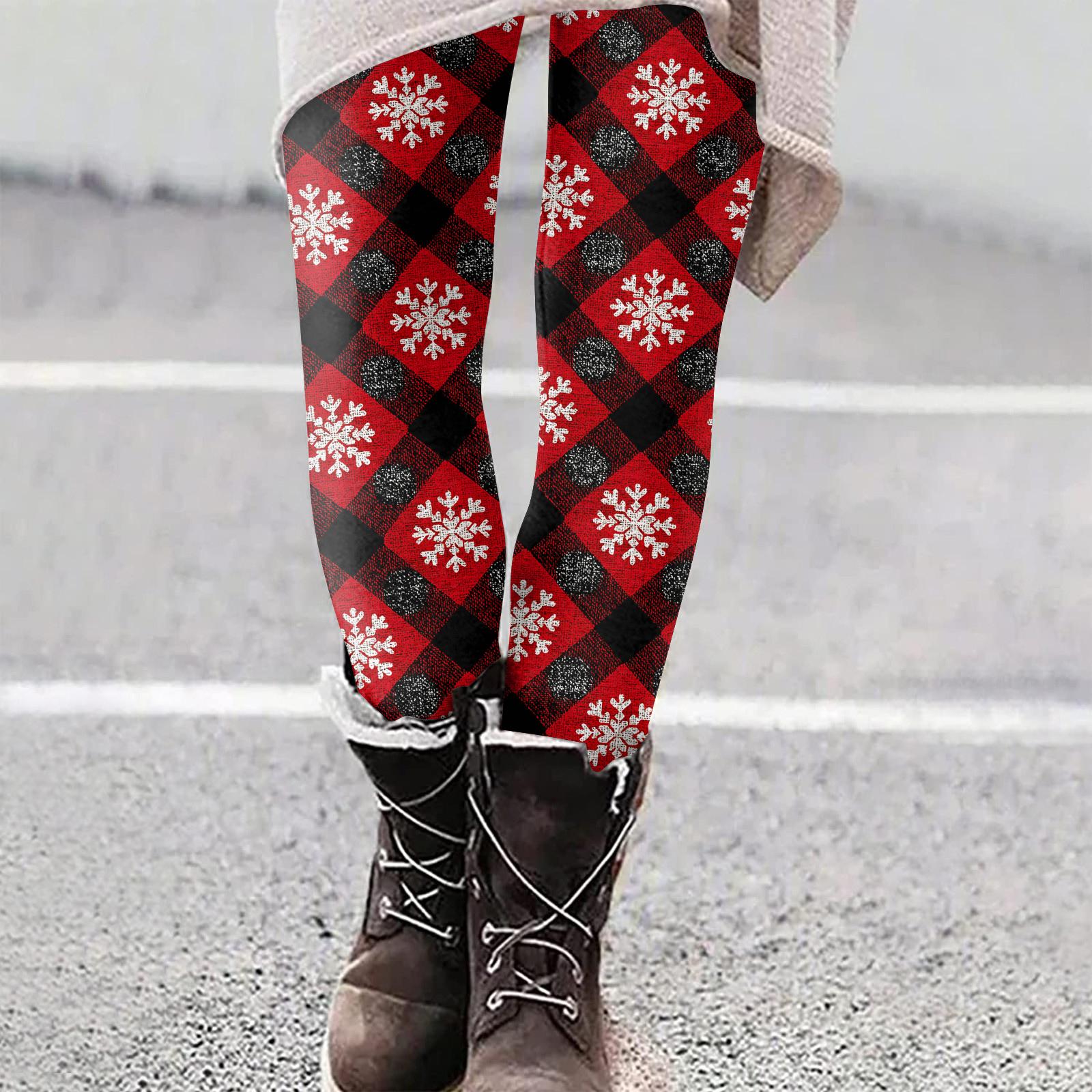 

Жіночі еластичні повсякденні штани для йоги слім-фіт з різдвяним принтом XL червоний