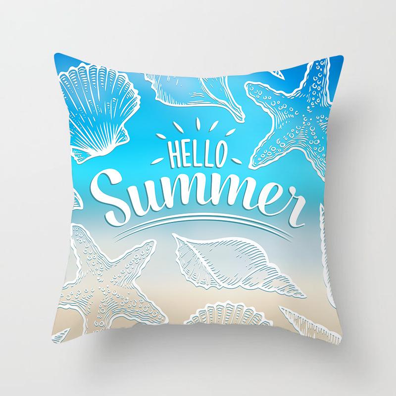 Summer Beach Shell Marine Pattern Pillowcase Home Sofa Pillowcase Cushion Cover