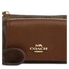 Coach Card Case 11 Classic Presbyopic Zipper Closure PVC Split Cow Leather Card Holder Women's Khaki and Saddle Brown Khaki and Saddle Brown