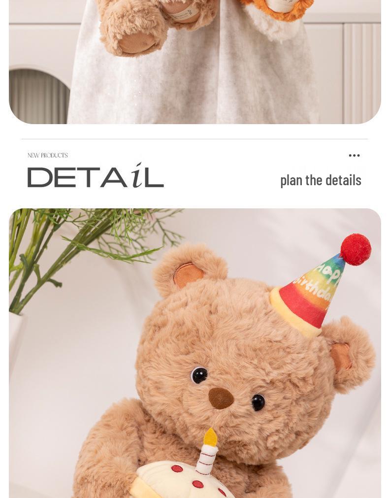 Cute Birthday Hat Bear Plush Toy - Sleep Companion & Hugging Gift for Girls