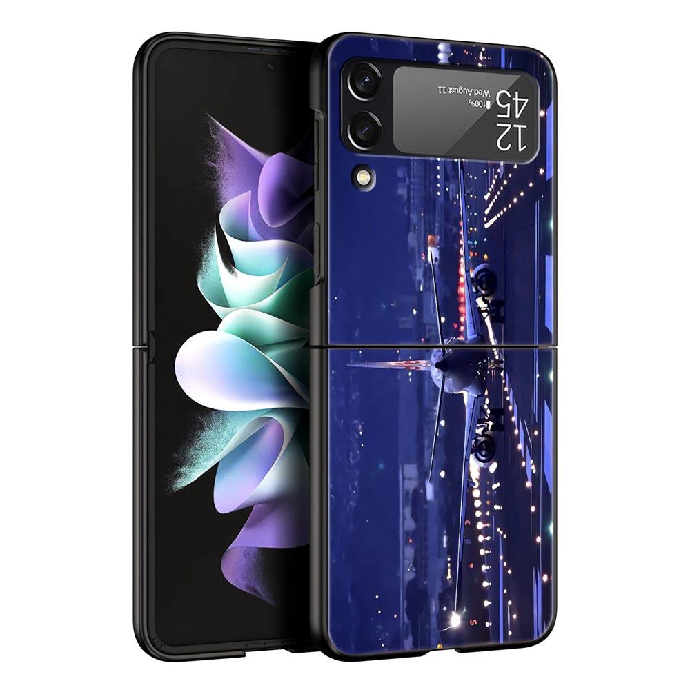 

Кейс для телефона Samsung Galaxy Z Flip 7 6 5 4, вдохновленный путешествиями, с изображением маршрута самолета, из твердого поликарбоната, черный чехол-раскладушка для Galaxy Z Flip3 Z Flip 3