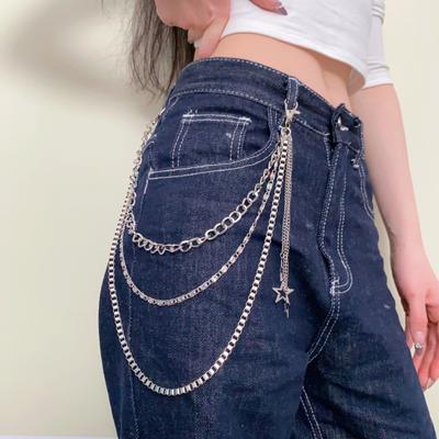 Waist Chain Titanium Steel Multi Layer Design Star Pendant Hip-hop Men Women Streetwear Chain Versatile Accessory