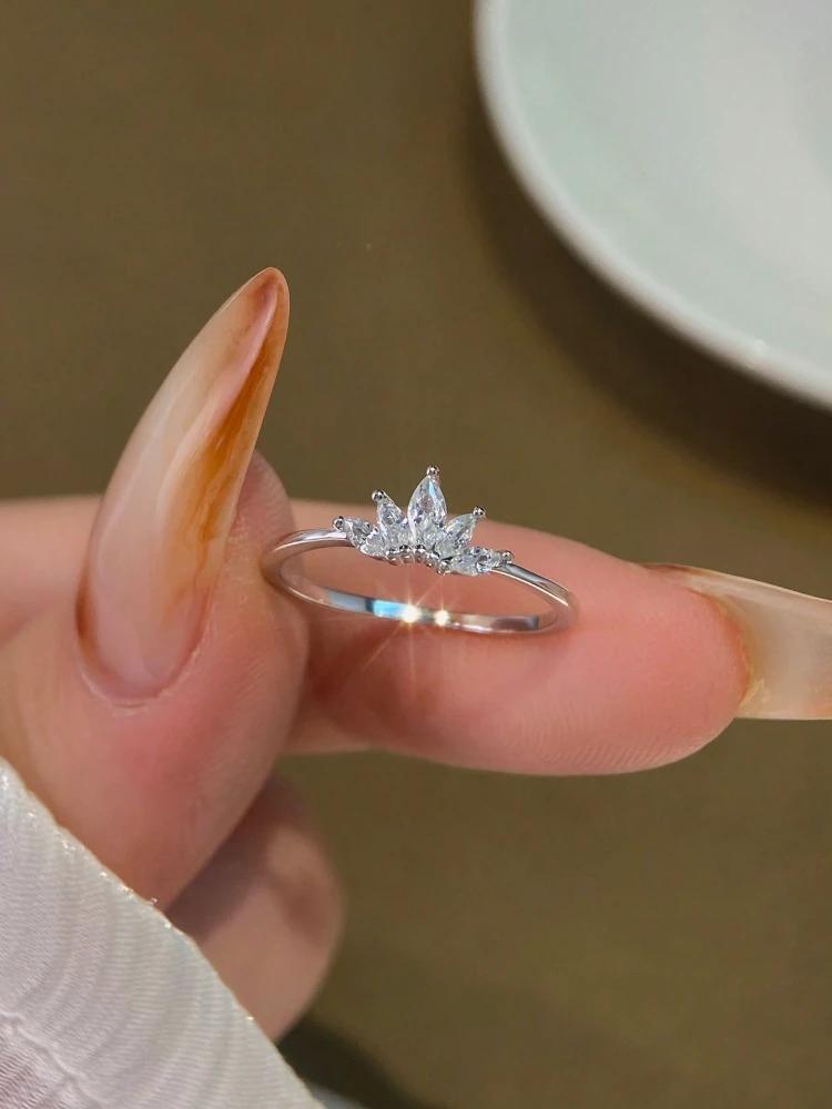 925 Sterling Silver Personalized Simplicity Crown Zircon Ring For Women Engagement Wedding Luxury High Quality Fine Jewelry