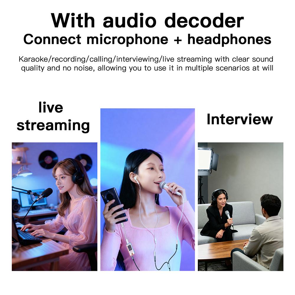 KEYSION Headset Splitter 3.5mm Audio+Mic Stereo Headphone Splitter Audio 3.5mm 4 Pole Jack Y Cable for Phone HIFI DAC Amplifier