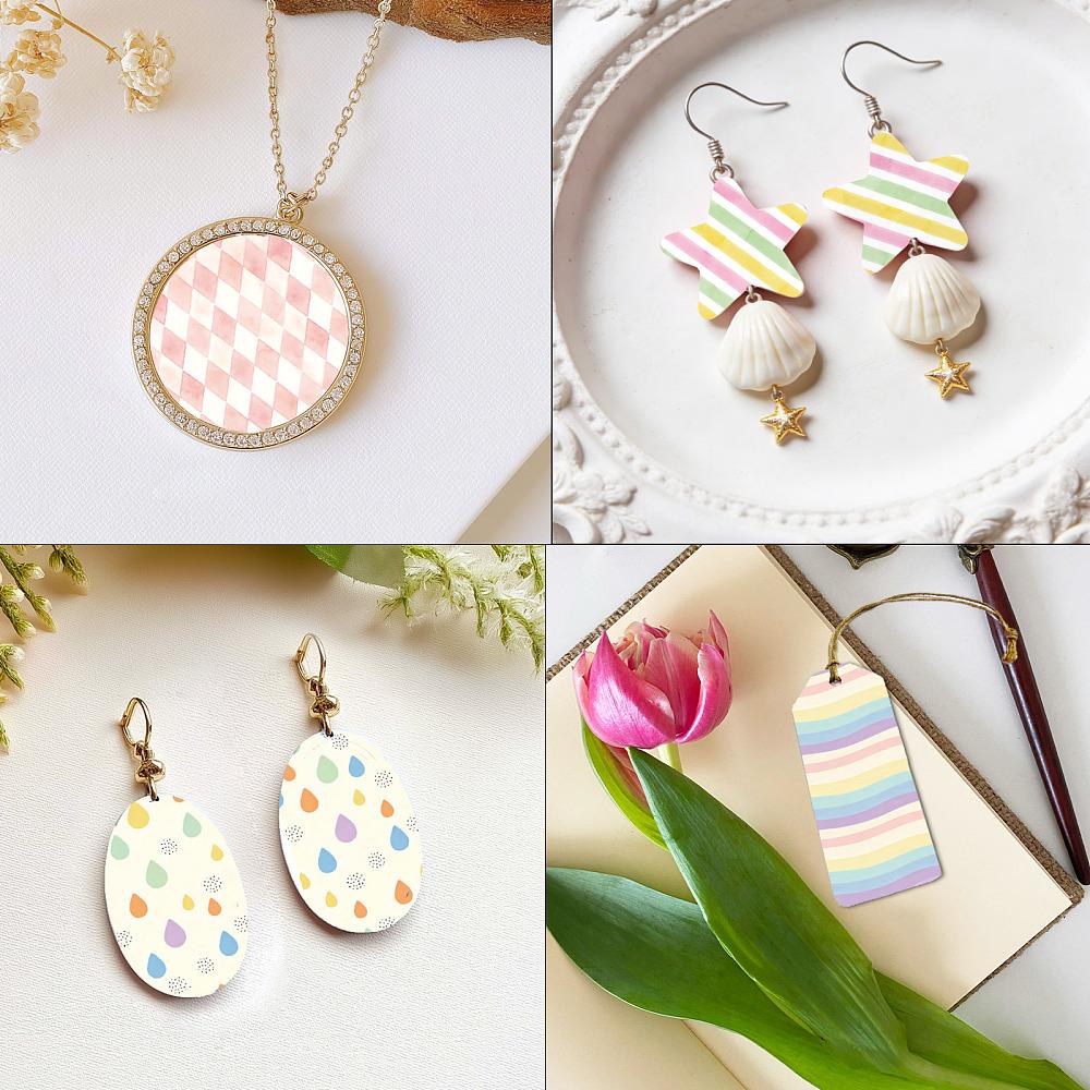 24 Sheets 6 Styles Ceramics Clay Water Transfer Paper Underglaze Transfer Decals for DIY Earrings Pendants Hair Clip Mixed Shapes 12x7cm
