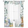 Easter Bunny Eggs Eucalyptus Flowers Sheer Curtains For Living Room Bedroom Kids Room Tulle Window Treatment Drapes
