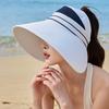 Summer empty top sun hat, large brim foldable all-round purple line sun protection 25 new models