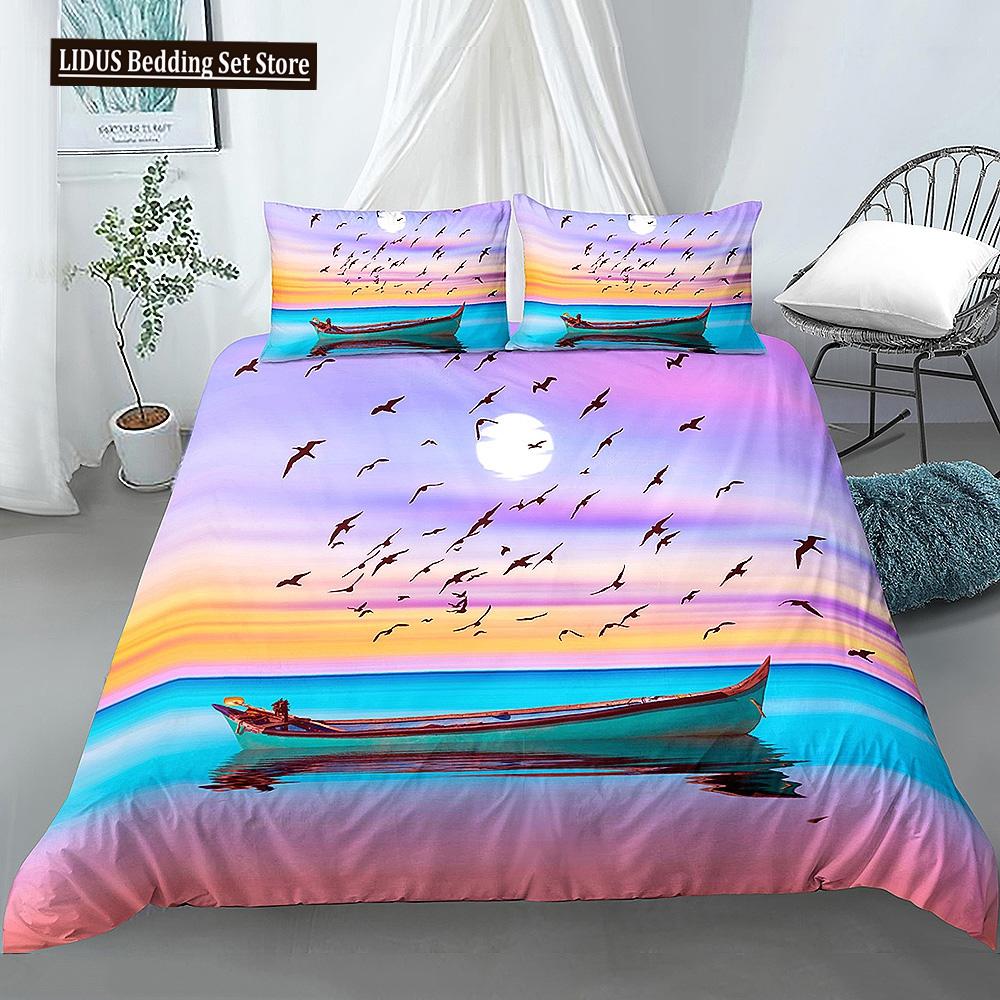 Beautiful Scenic Duvet Cover Set 3D Print Landscape Bedding Set Polyester Comforter Cover With Pillowcases For Kids Men Women