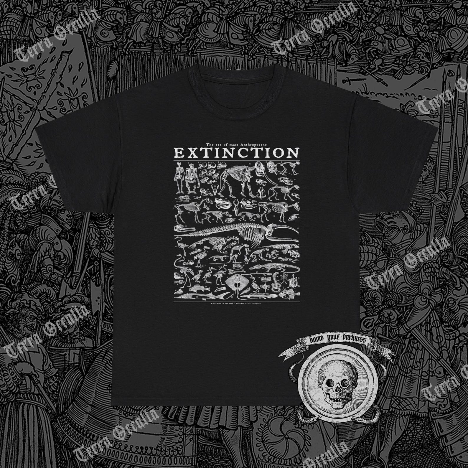 Extinction Shirt, Animal Skeleton, Paleontology, Endangered Species, Dark Academia S