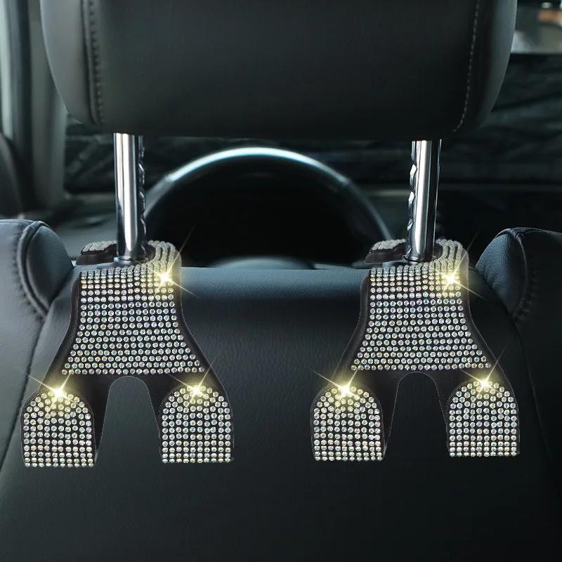 Bling Auto Sitzhaken Clip, Kopfstützenhaken, Strass Diamant Dekoration Halter Auto Aufhänger für Handtaschen Aufbewahrungszubehör