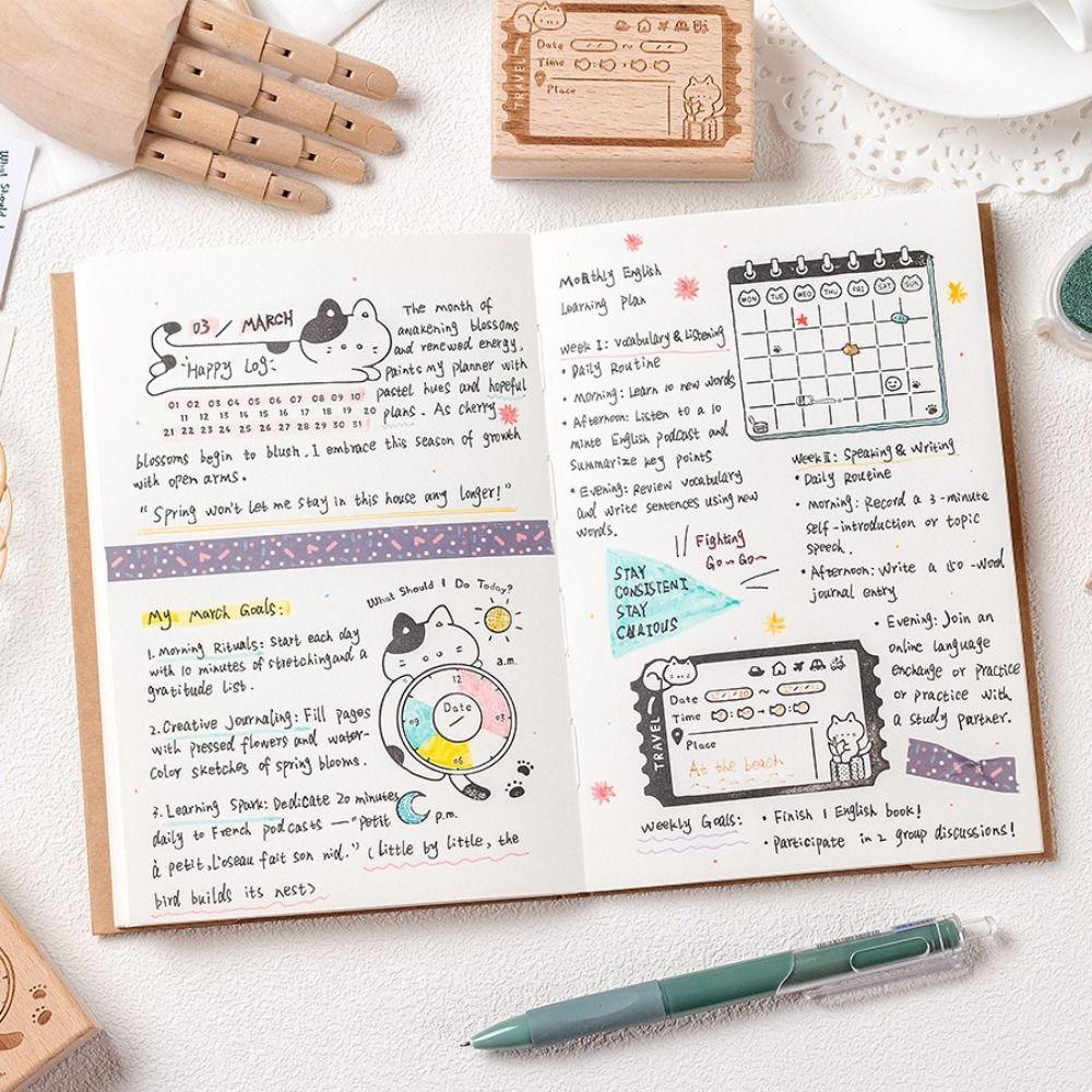 Cat Pattern Assorted Stamp Memorandum Sight Box Series Decorative Stamps Daily Memo Seal Stamp