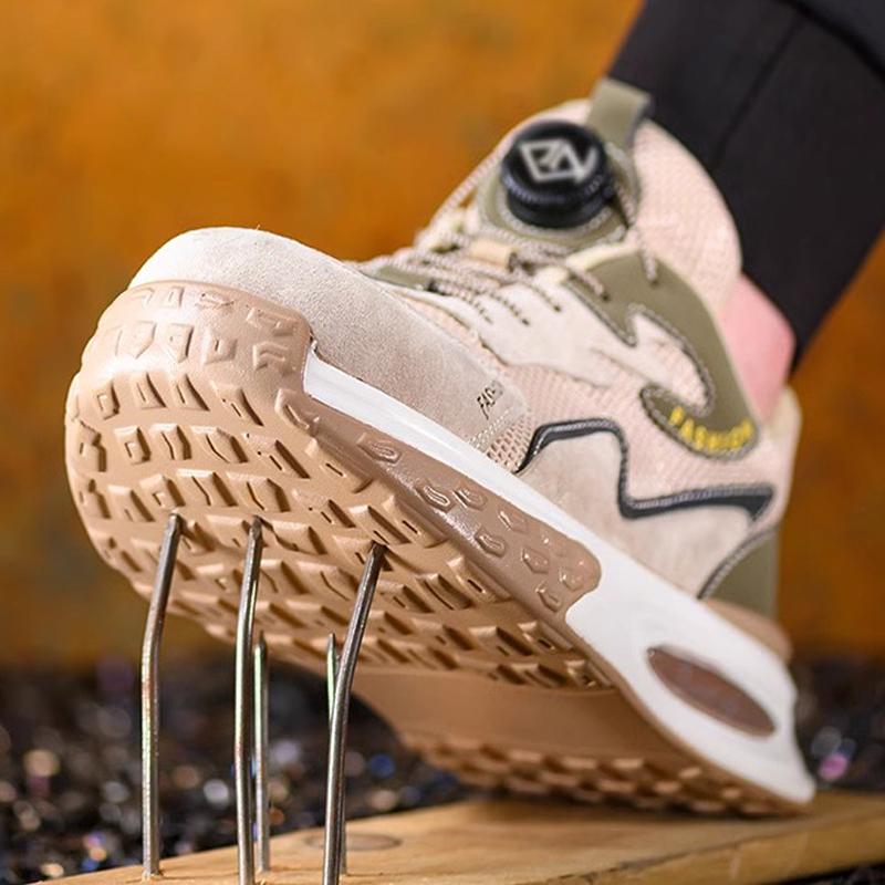 Non-Slip Work Safety Shoes For Men Steel Toe Cap Protective Shoes Puncture-Proof Work Shoes Sneakers Rotating Button Men Shoes