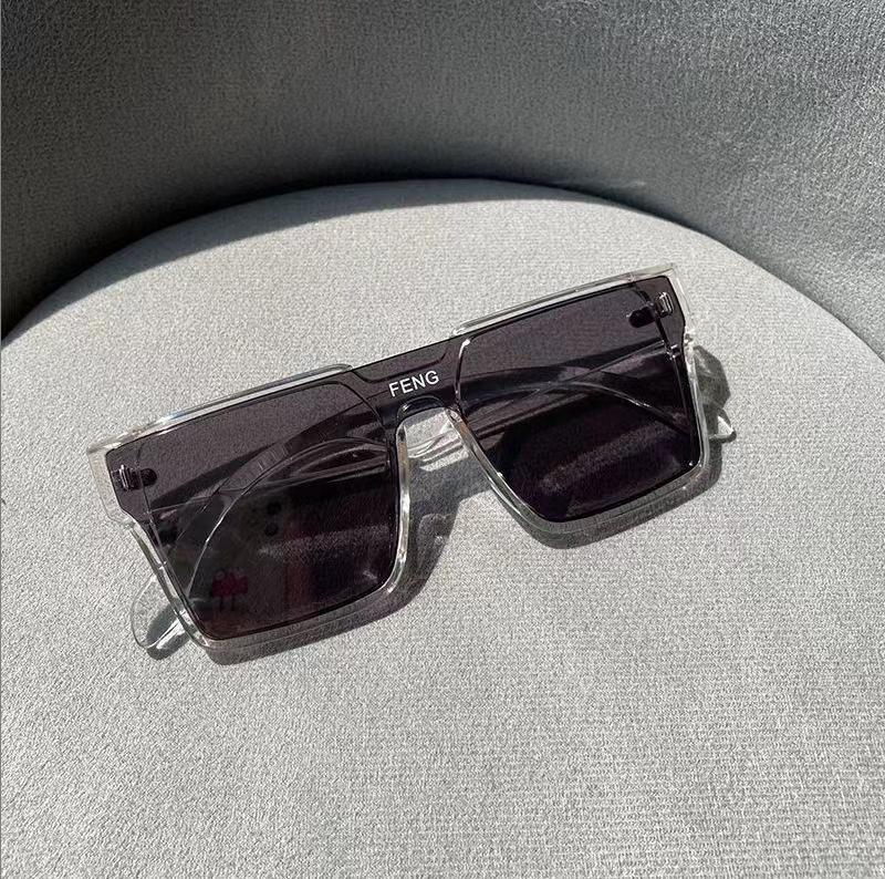 Fashion Oversized Square One-piece Sunglasses Women Retro Mirror Lens Eyewear Shades UV400 Men Punk Sun Glasses
