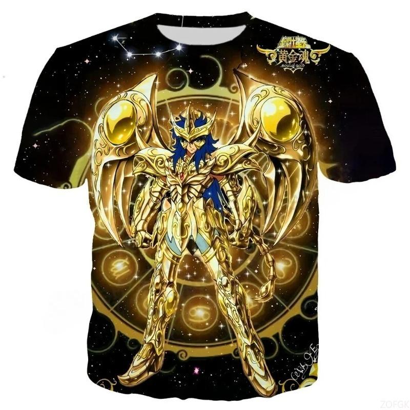 Tshirts Manga Saint Seiya 3D Print Summer Tees Streetwear Crew Neck Short Sleeve Casual KidsTshirt Clothes