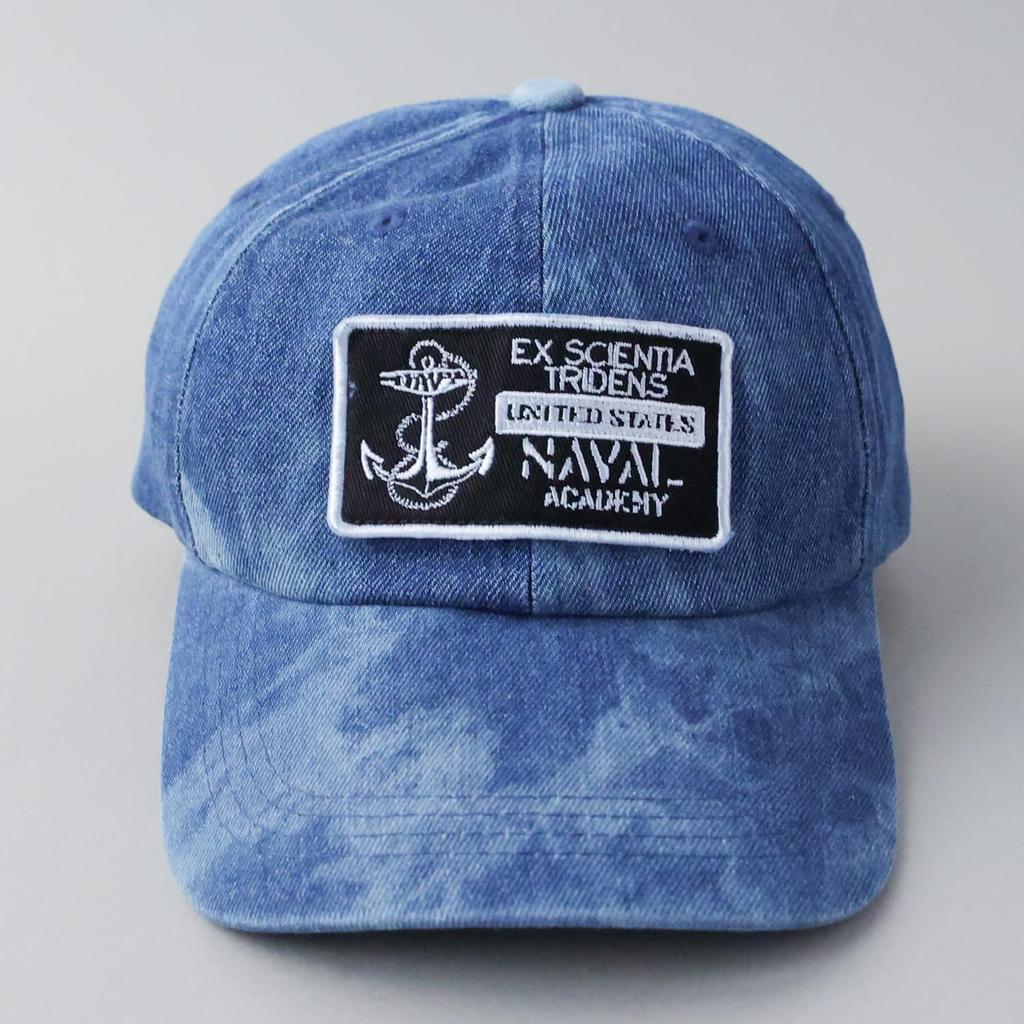 Military Fade Denim Low Cap Embroidered Hat American Casual Summer Baseball Cap Indigo 068 [Avirex] Men's MA-1