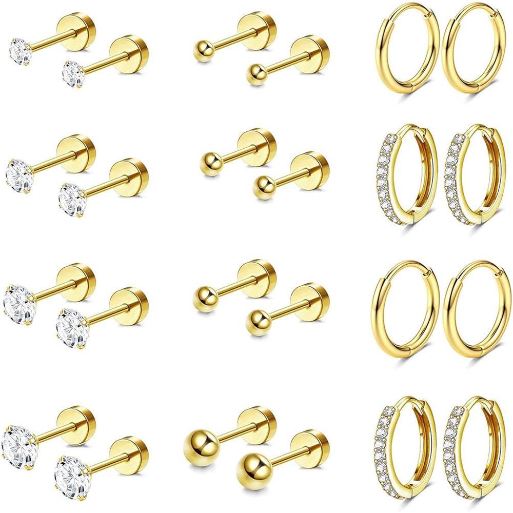 European & American Style 2-5mm Stud Earrings Set - Popular Bestseller
