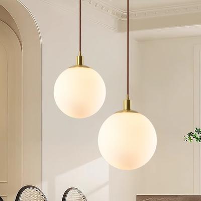 Nordic Brass Pendant Light Modern Minimalist Popular Dining Room Light Milky Glass Orb Chandelier Indoor Home Decoration Fixture