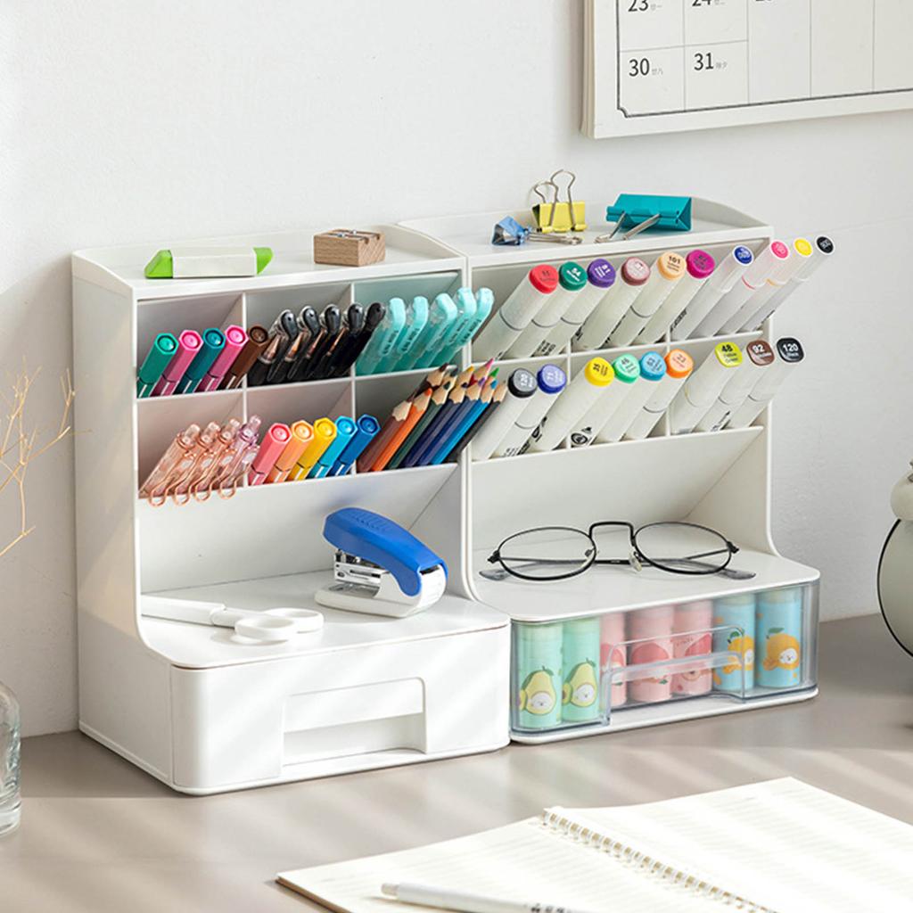 Storage Box Oblique Plug in Design Large Capacity Plastic Pen Holder   Desk Storage Rack
