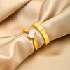 Trendy Open Adjustable Princess Cut Ring for Couples Lover, Elegant Gold Plated Square CZ Stone, Vintage Jewelry for Women Men