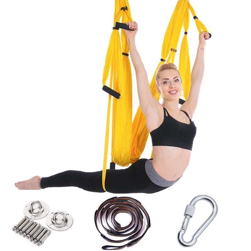 Aerial Yoga Hammock Set With Spreader Bar Extension Straps Inversion Fitness Training