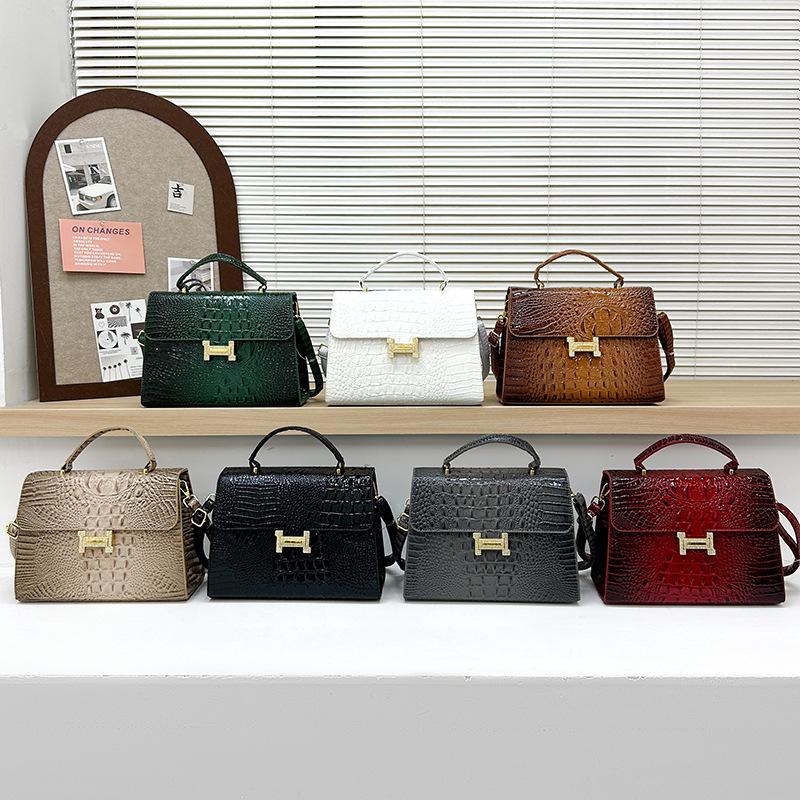 New Wind Crocodile Pattern Briefcase Bag Portable Shoulder Oblique Span Women's Bag