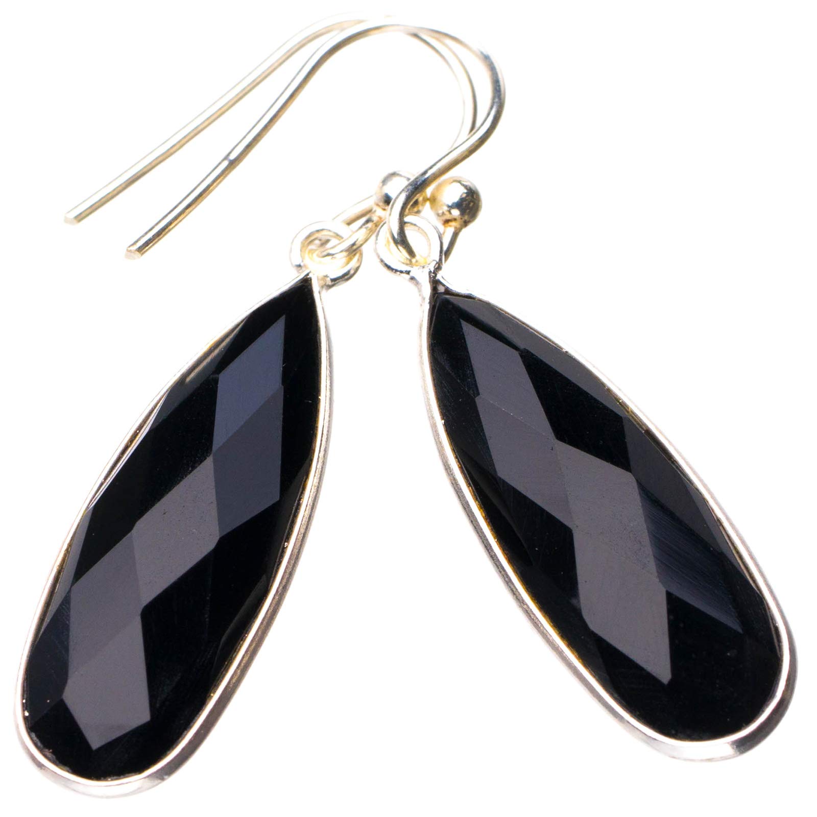 

StarGems® Natural Black Onyx Handmade 925 Sterling Silver Earrings 1.5 D7664