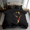 3pcs Black Bedding Set Beautiful Red Lips Printed Cozy Duvet Cover Set King Queen Twin Single Size Birthday Gift Bedroom Decor