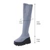 Slope Heel Knee Boots Women'S Winter Thick-Soled Large-Size Muffin Slim Fly-Woven Elastic Socks Boots Wish