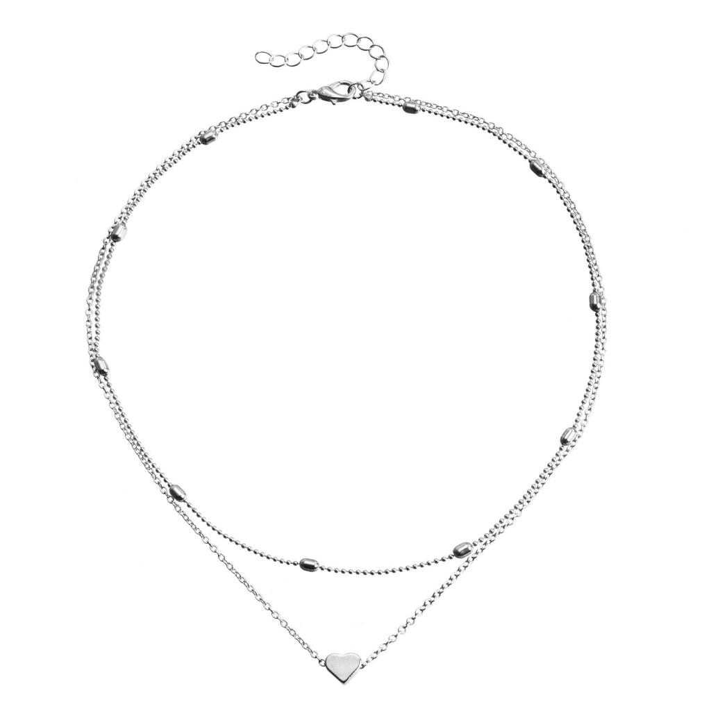 Europe, America, simple peach heart multi-layer necklace women, personalized creative accessories pendant collarbone chain