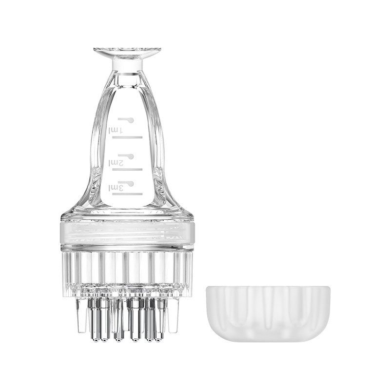 Minoxidil Scalp Applicator, Head Essential Oil Roller Massage Comb, Applicator Comb for Liquid Application, Medication Applicator Tool Transparent Transparent Dropper + Brush