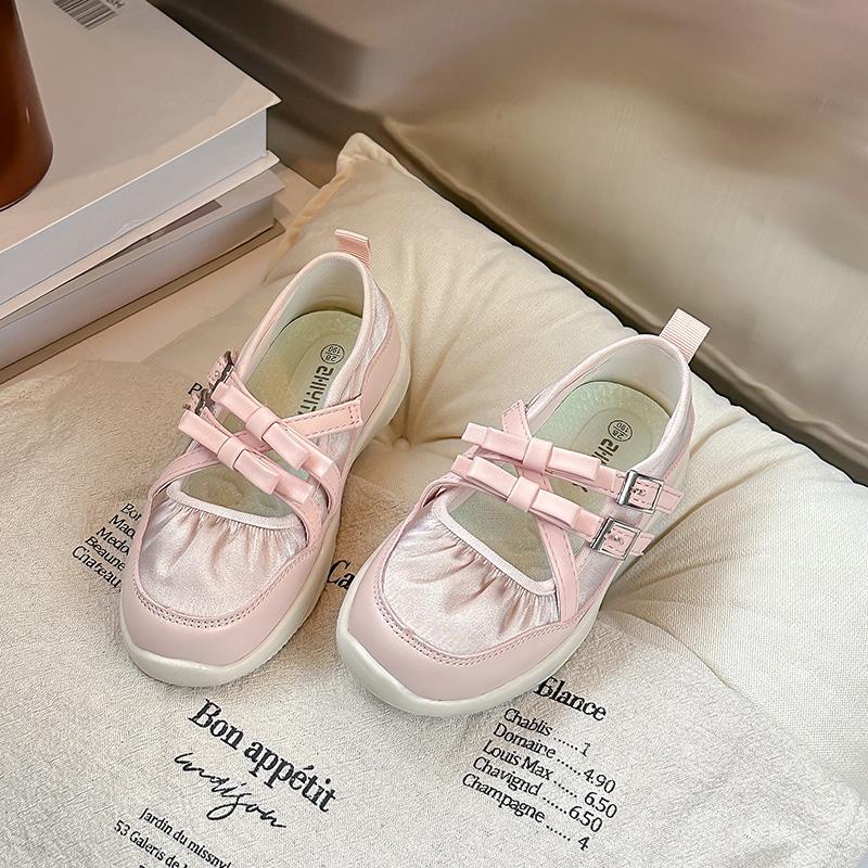 

Spring Autumn New Children Leather Shoes for Girls Fashion Korean Style Soft Bottom Anti-slippery Versatile Ballet Shoes 26 рожевий