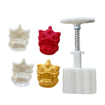 Molde para Mooncake de 50g Molde para Hornear Moldes de Presión Manual Forma de León Moldes Tradicionales Chinos para Postres Regalo para Seres Queridos