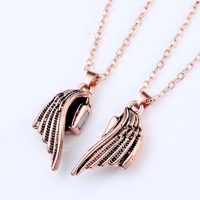 Angel Devil Couple Pendant Necklace Wings Magnet Lovers Chain Necklace His and Hers Couple Jewelry for Women Men Gift