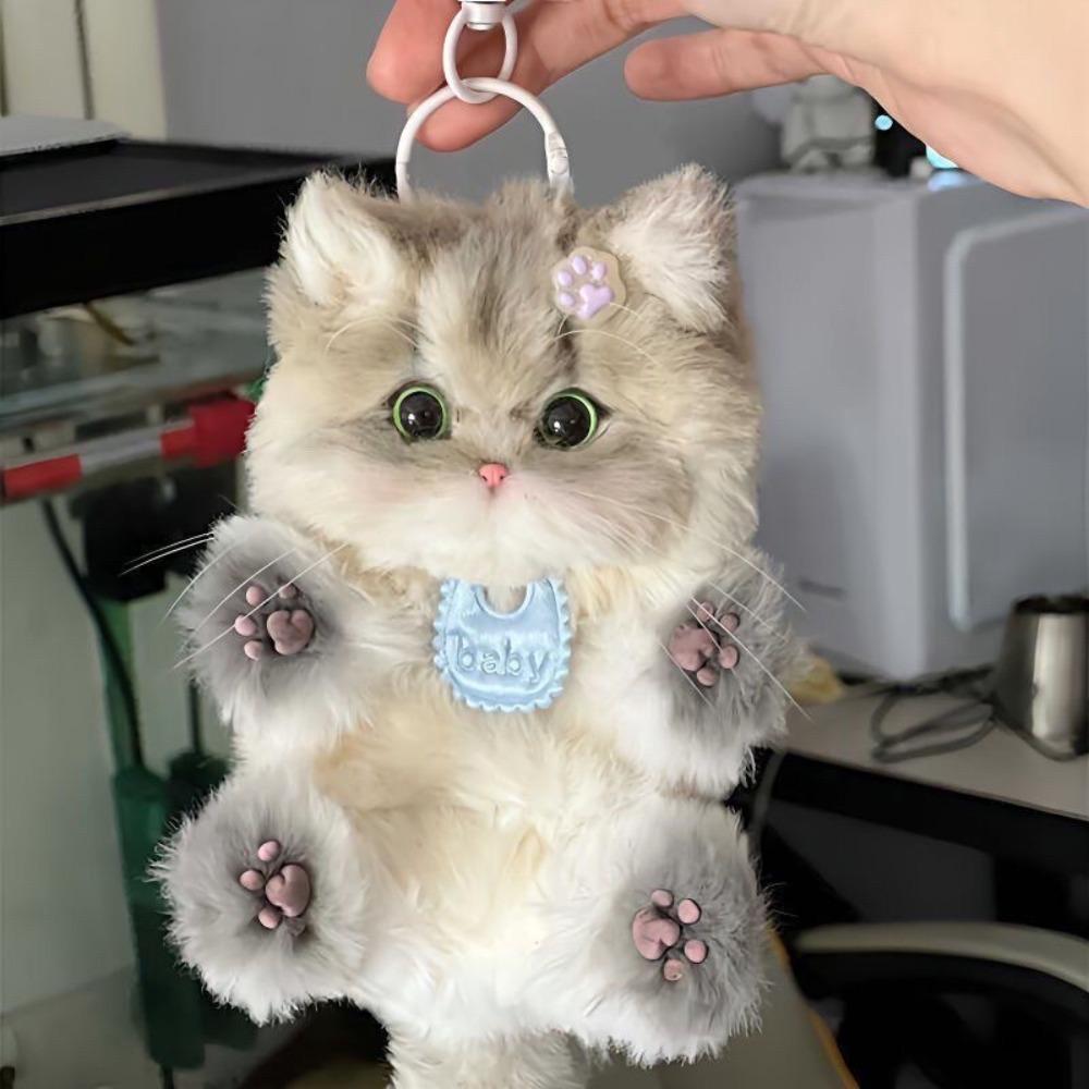 Handmade Twisty Stick Little Cat Pendant Plush Twist Bar Kitten Doll Toy DIY Material Package