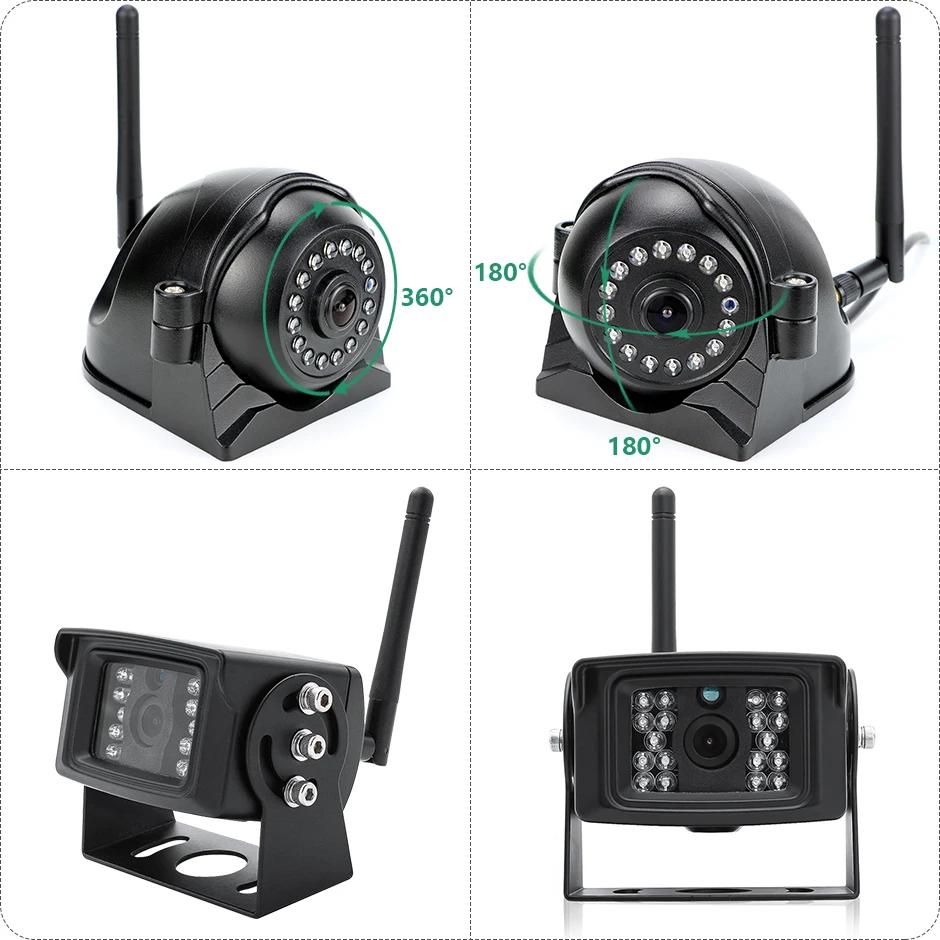 Wireless 7'' AHD Blind Spot Alarm Monitor Touch Screen DVR Record IR Night Vision Backup Camera 4CH For Truck/Bus/Trailer/RV/SUV