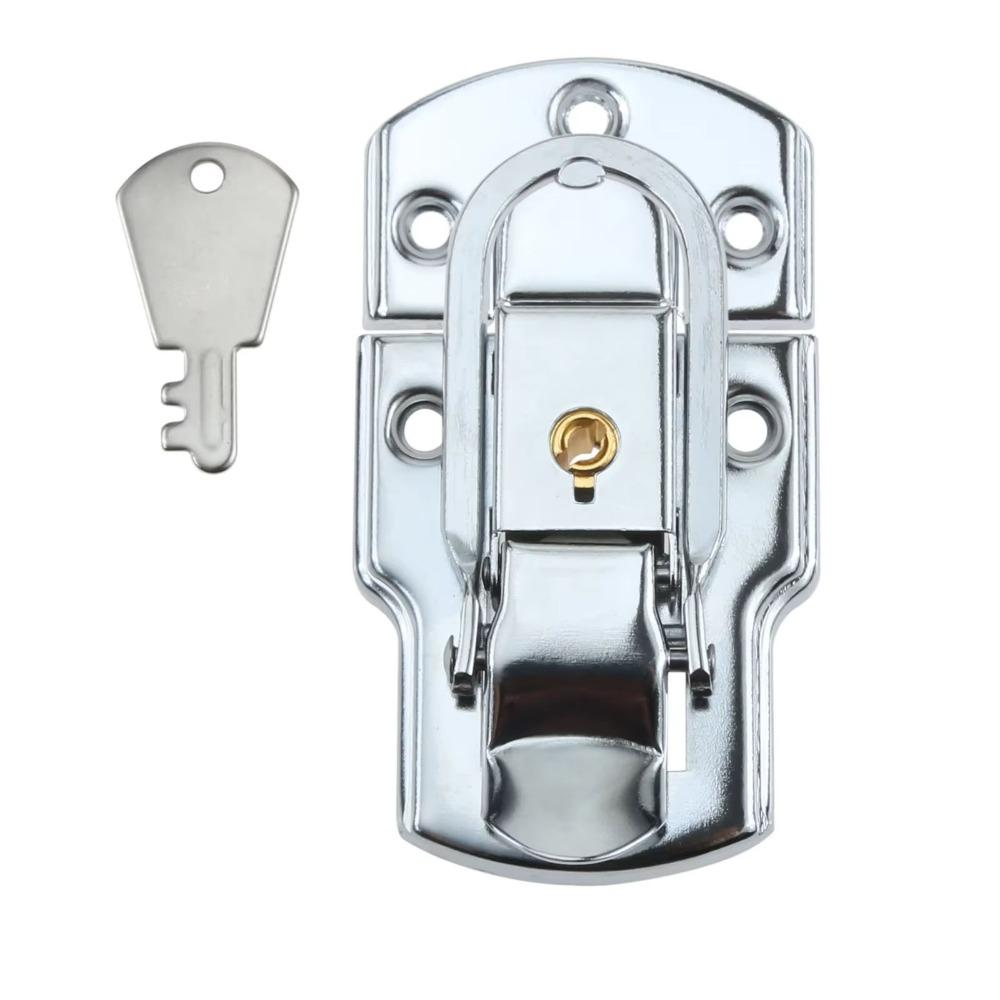 

92*50mm Box Latch Hasp Copper Core with Key Lock Buckle Silver/Black Cabinet Fastener Lock срібний