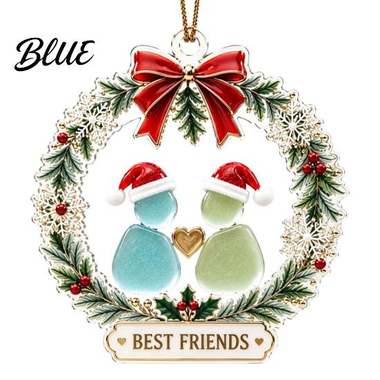 Durable Acrylic Holiday Pendant Best Friends Christmas Wreath Pendant, Hanging Ornament, Festive Atmosphere Party Decor Decorative Piece for