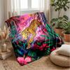 Jungle Leopard Adventure Theme Blanket Lightweight Warm Flannel Blanket Decorative Throw Blanket for Home Decoration