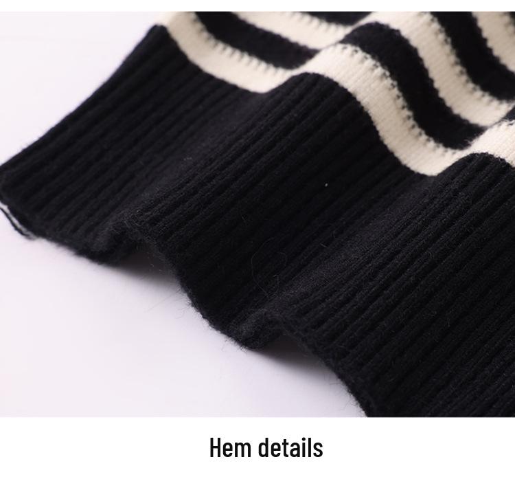 2026 Spring Fashionable Striped Knit Top for Mothers & Elderly Women, Lapel Sweater for Spring & Autumn