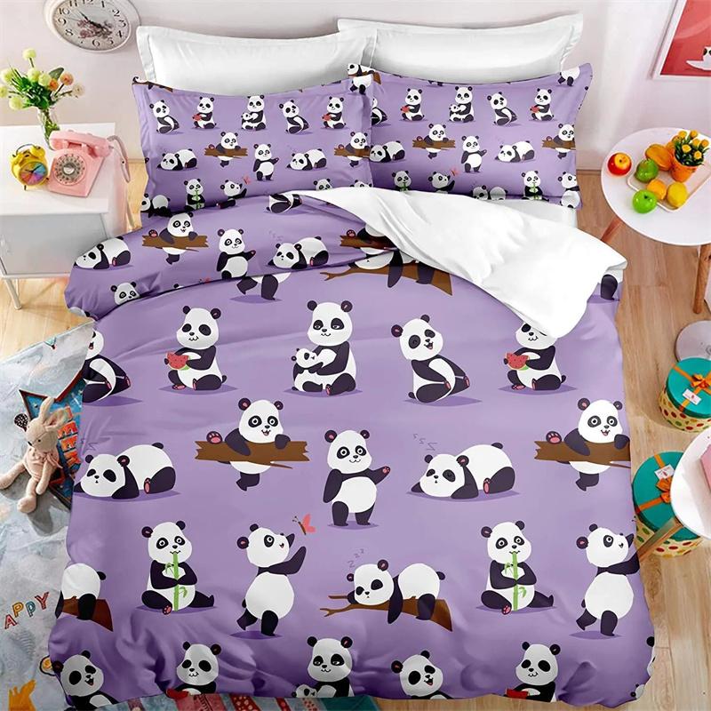 Povlak na peřinu Roztomilý Panda Povlečení do ložnice Černý Bílý Medvídek Panda Povlečení Kreslené povlečení pro chlapce a dívky