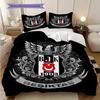 Besiktas logotyp Mönster Sängkläder Täcke Set Påslakan Örngott Heminredning Födelsedagspresent (1 * påslakan + 2 * örngott, utan kärna)
