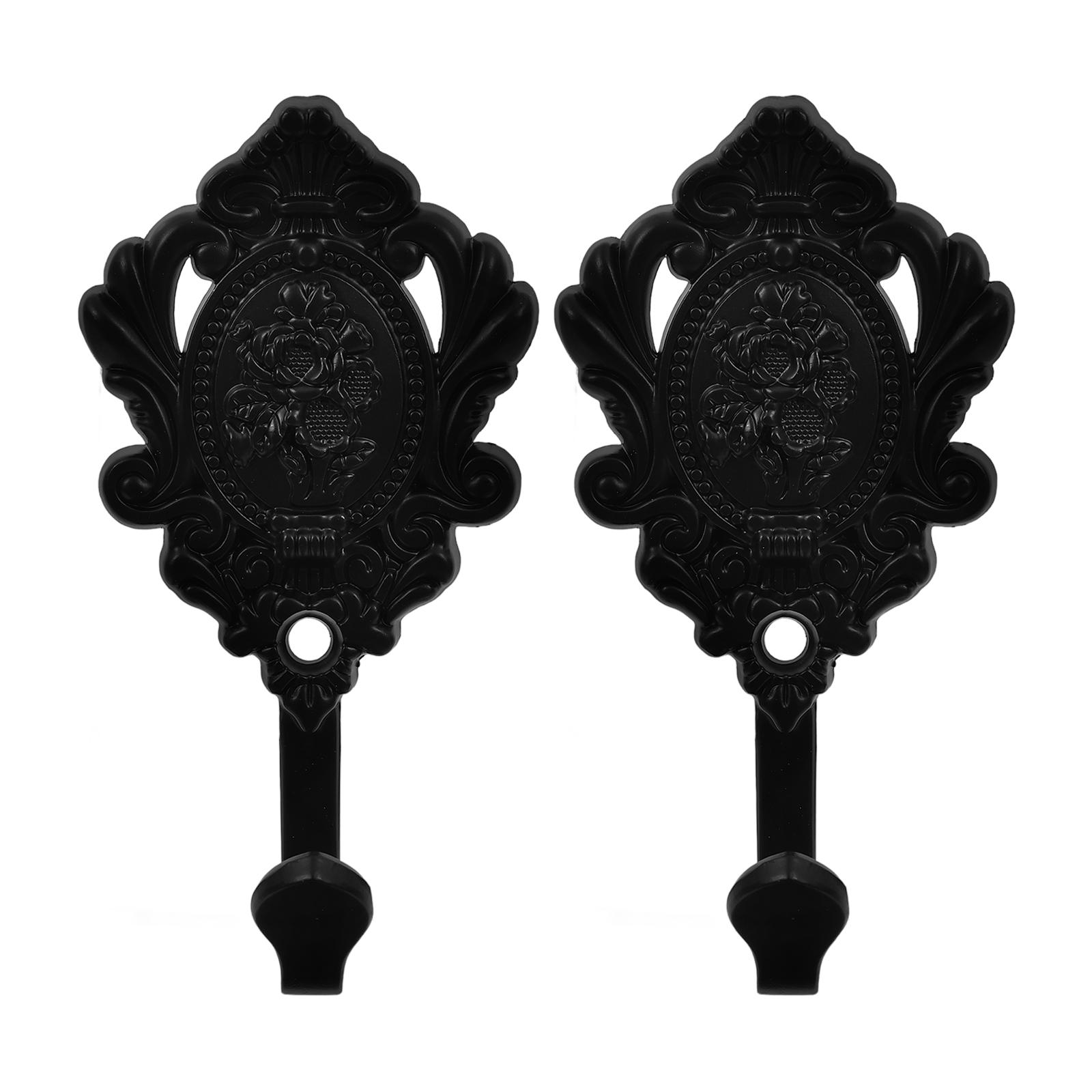 

2 Pcs Black Zinc Alloy Wall Hooks Vintage Curtain Holdbacks Indoor Decorative Side Tieback Drapery Accessories чорний