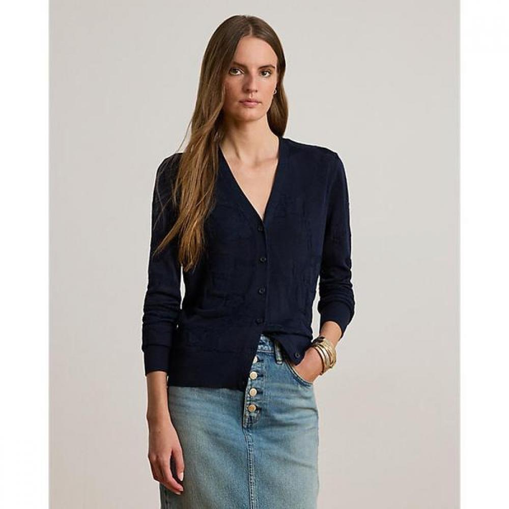 Lauren Ralph Lauren V Neck Cardigan Belt Motif  Wmlrswes6820859410 XS