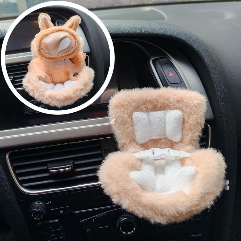 Plush Doll Safety Seat Ornaments for Car Decoration Kawaii 17cm Doll Small Chair Figurines Car Air Conditioning Outlet Decor New