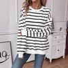 Women's Autumn and Winter Oversized Loose Casual Striped Long Sleeve Sweatshirt