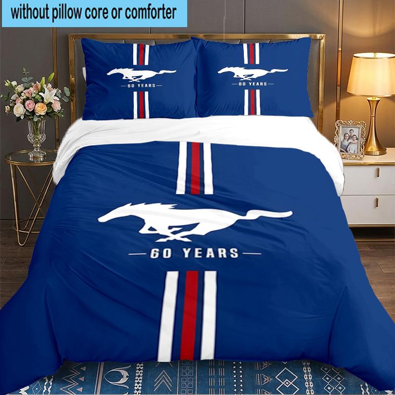 3PCS Mustang Bedding Set,Including 1pc Duvet Cover And 2pcs Pillowcases Perfect for Bedroom, Dormitory, Large Size Fan Christmas Gift