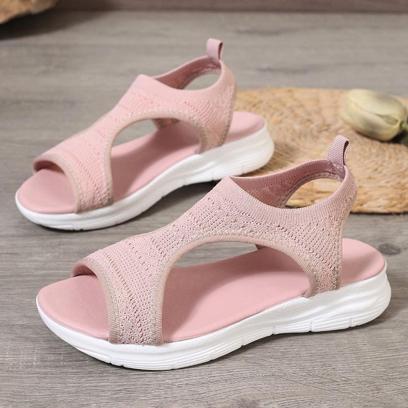 Spring and summer new fashionable large-size flat-bottomed fly-woven women's sandals