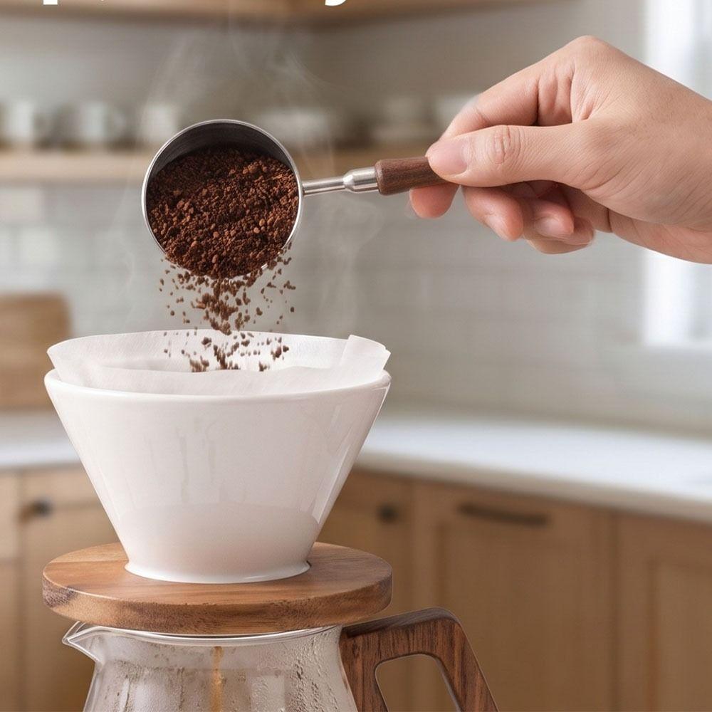 Wood Handle Coffee Bean Measuring Cups 30ML Coffee Sugar Scoop Kitchen Tools
